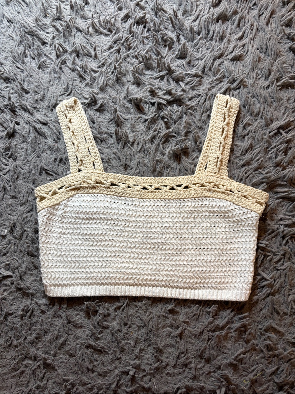 House of Harlow 1960 cream and beige contrast crochet knitted crop top sz XS